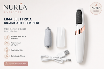 NURÉA SoftStep™ | Lima Elettrica Ricaricabile per Piedi