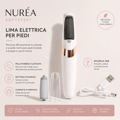 NURÉA SoftStep™ | Lima Elettrica Ricaricabile per Piedi