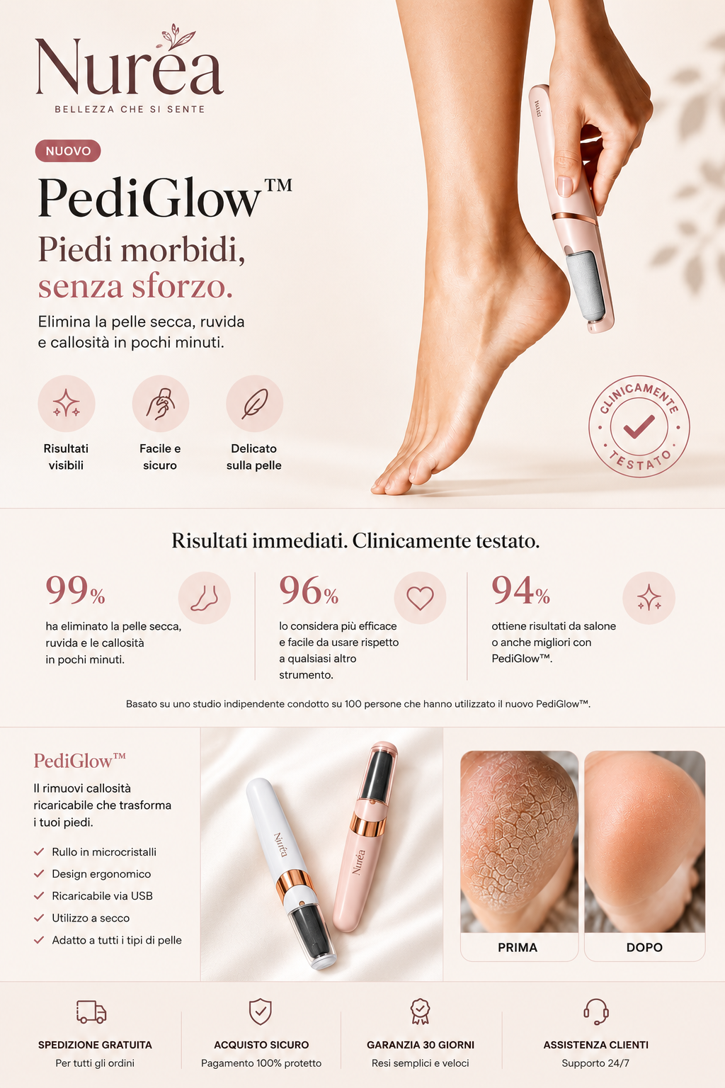 NURÉA SoftStep™ | Lima Elettrica Ricaricabile per Piedi