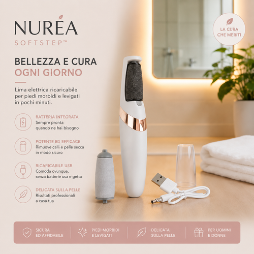NURÉA SoftStep™ | Lima Elettrica Ricaricabile per Piedi